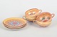 L'Art presents: Japanese Kutani Art Deco, set of four teacups with matching saucers.