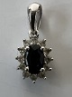 Pendant, with blue sapphire and inlaid diamonds, in 14 ...