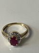 Vintage Ring Ruby & Diamonds 14kt gold.Size 51