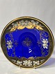 Antik Huset presents: Glass Bowl blue with floral motif / gold.Diameter 25.7 cm.
