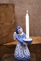 K&Co. presents: Large ceramic angel with blue glaze holding a small candlefrom L. Hjorth ceramics...