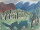 Kjerstin Landgren, modernist landscape, mixed media on ...
