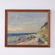 Osted Antik & Design präsentiert: Küstenlandschaft mit Felsen und Meer im Holzrahmen 44 x 53 cm