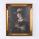 Osted Antik & Design presents: Vintage Portrait Print of a Woman with Feathered Hat 59 x 48 cm