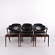 Osted Antik & Design presents: Set of 6 Kai Kristiansen Model 42 Rosewood Dining Chairs in Black Elegance Leather