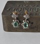 Pair of antique emerald and diamond earrings in silver ...