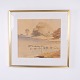 Osted Antik & Design presents: Framed Landscape with Ducks by a Lake Work on Paper 48.5 x 51 cm