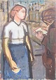 Oil on board, signed and dated 1951, modernist ...