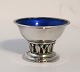 Georg Jensen. Sterling silver salt cellar with blue ...