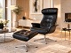 MR Retro Design presents: CONFORM TIMEOUT LARGE – SPECIAL MODEL IN BLACK LEATHER WITH FOOTSTOOL. Price 18,000.