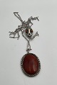 Danam Antik presents: Large Silver Necklace with Amber Pendant