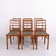 Osted Antik & Design presents: Set of Six Wooden Dining Chairs with Striped Upholstery 1920s