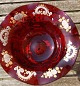 Bohemian glass. Ruby red centerpiece or candy bowl on high stand with nice decoration