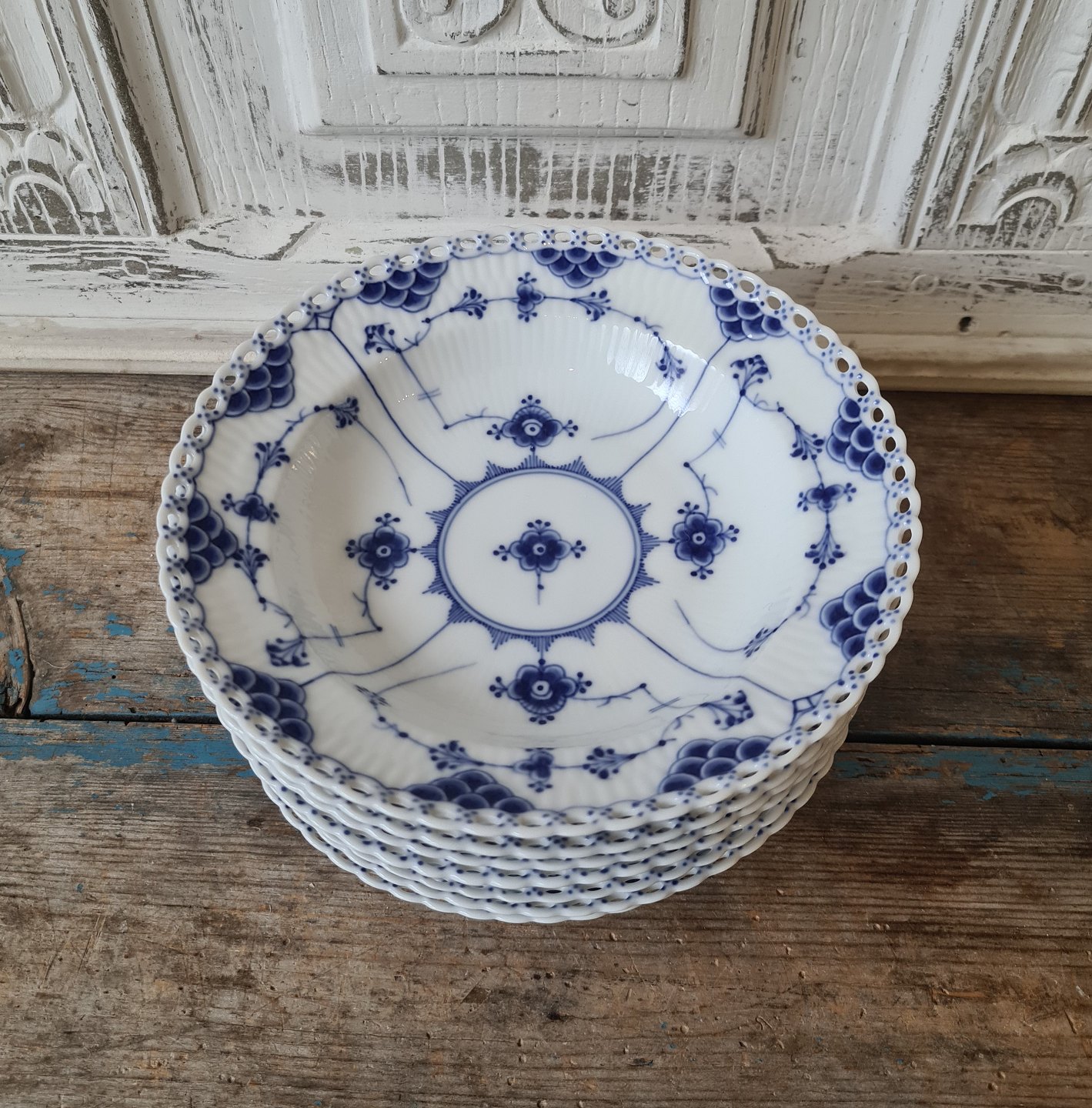  Royal Copenhagen Blue Fluted full lace small soup plate  no. 1170
