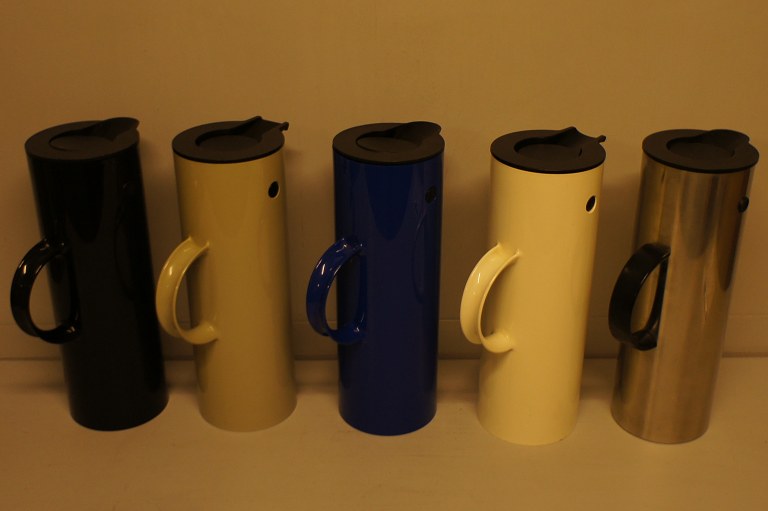 2 Stelton thermal coffeepots in different colors. Gray and white .