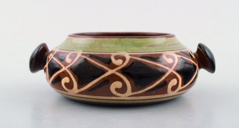 Kähler, Denmark, glazed bowl with handles, stoneware.
