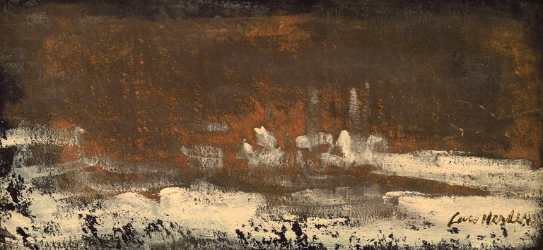 Lars Herder (1923-1976). Swedish painter. Oil on plate. Modernist landscape. 
1960 / 70