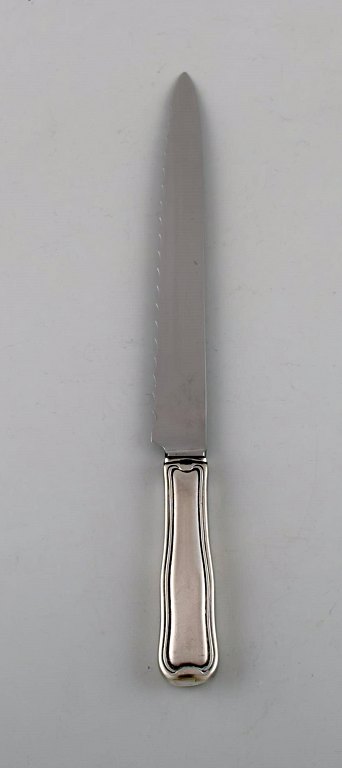 Sjælden Georg Jensen Dobbeltriflet brødkniv i sterlingsølv og rustfrit stål. 
