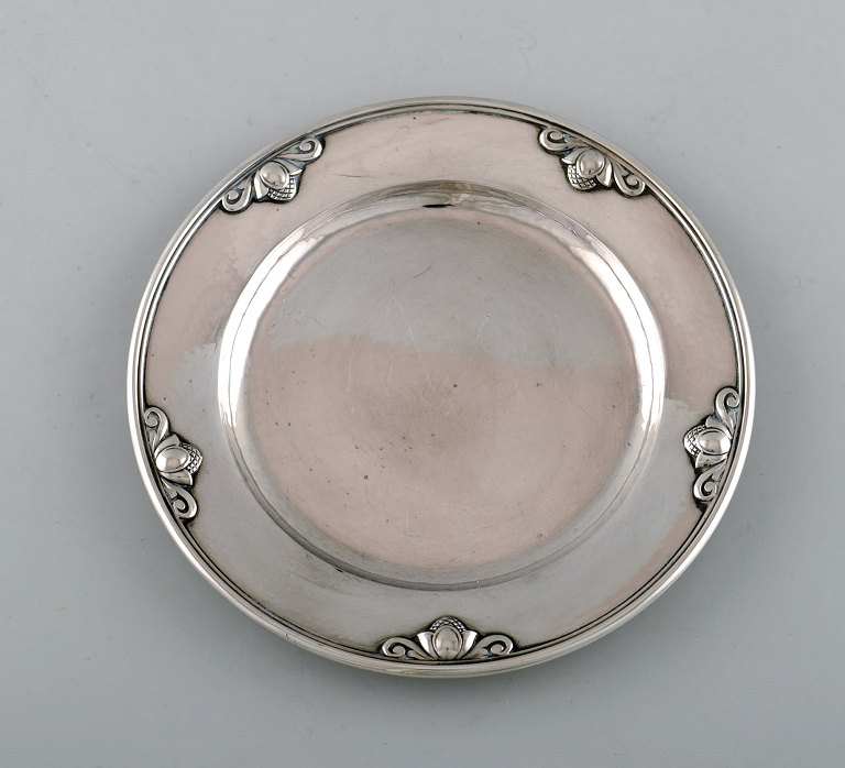 Georg Jensen "Acorn" round tray in sterling silver. 
