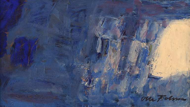 Olle Folke Olsson (1919-1977), Swedish artist. Oil on canvas. Modernist 
composition. 1950s / 60s.
