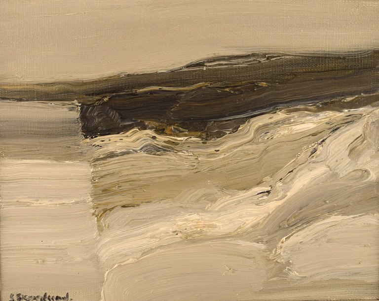 Sven Skoglund (1932-1998), Sweden. Modernist landscape. Oil on canvas. 1960