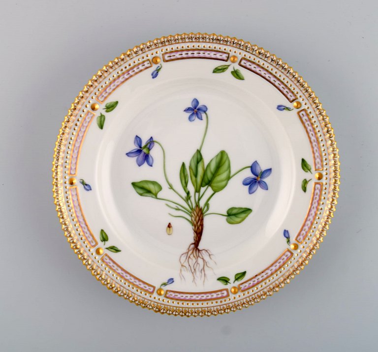 Royal Copenhagen Flora Danica salad plate in hand-painted porcelain with flowers 
and gold decoration. Model number 20/3573.

