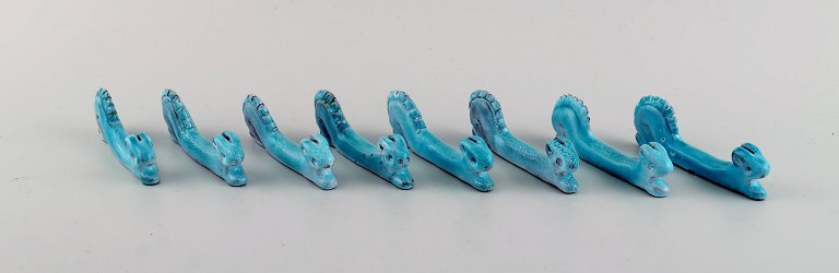 Walter Bosse (1904-1979). Eight unique knife rests in glazed ceramics. Mid-20th 
century.
