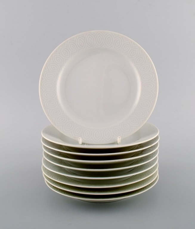 Royal Copenhagen. Salto Service, White. Nine salad plates. 1960s.
