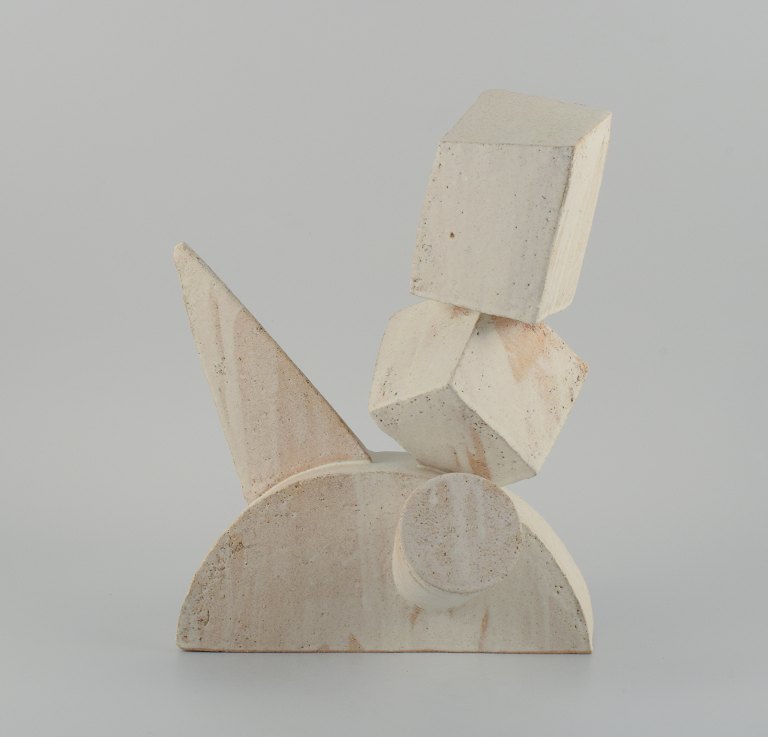 Christina Muff, Danish contemporary ceramicist (b. 1971). 
Cubist style monumental sculpture. This work is made from stoneware clay 
covered in off-white matte glaze.