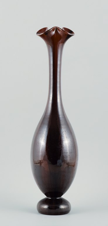 Jerome Massier (1850-1916), Vallauris, colossal French ceramic vase with glaze 
in shades of brown.