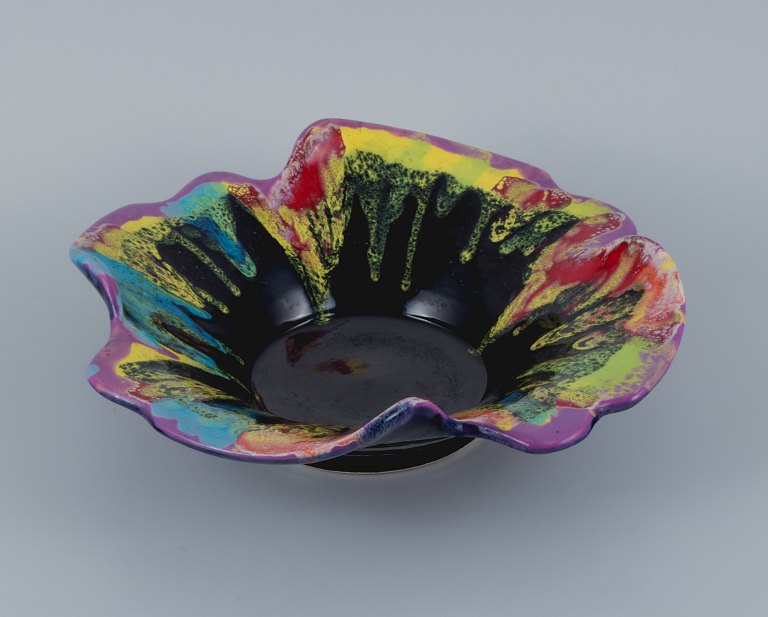 Vallauris, France.
Large ceramic bowl in multicolored glaze.