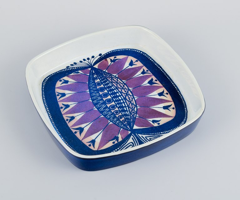 Royal Copenhagen, faience bowl with peacock motif in modernist style.