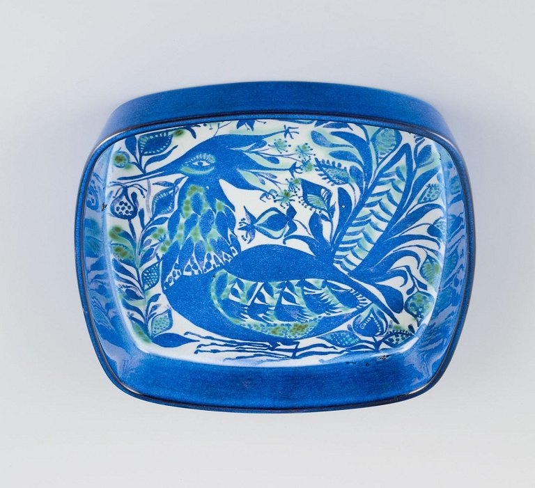 Royal Copenhagen, faience bowl with motif of bird in modernist style.