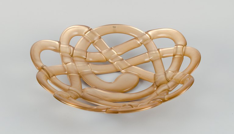 Anna Ehrner for Kosta Boda, Sweden, "Basket" bowl in art glass with gold and 
clear glass.