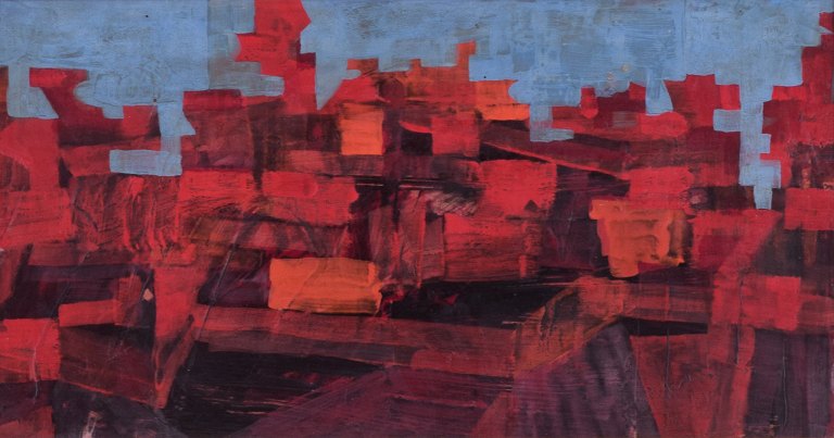 Scandinavian artist, oil on board. Abstract composition.