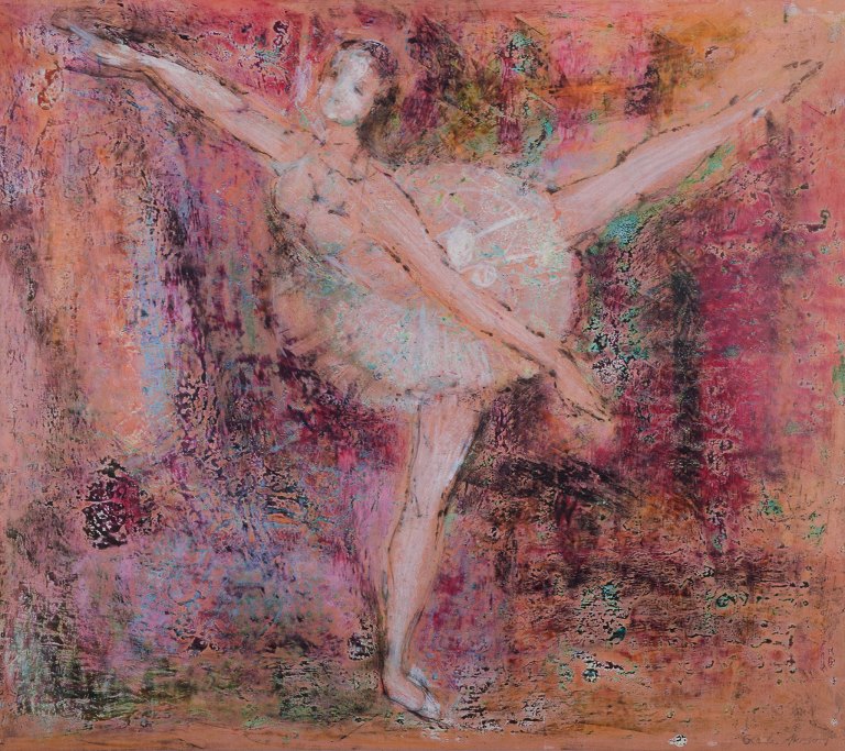 Gerda Åkesson (1909-1992), Swedish artist, oil pastel on paper.
Ballerina. Modernist style.