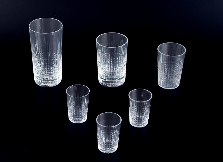 Baccarat, France. A set of six "Nancy" assorted drink glasses in clear crystal 
glass.