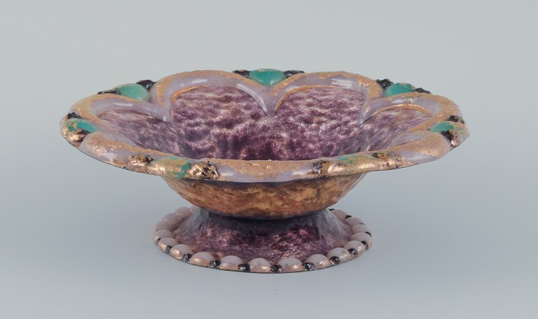 Duban-Christel for Limoges, France. Large enamel bowl with gold decoration. 
Large model.