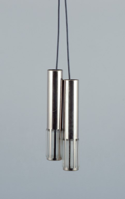 Schmahl & Schulz, Germany. A pair of ceiling pendants in stainless steel and 
acrylic glass.