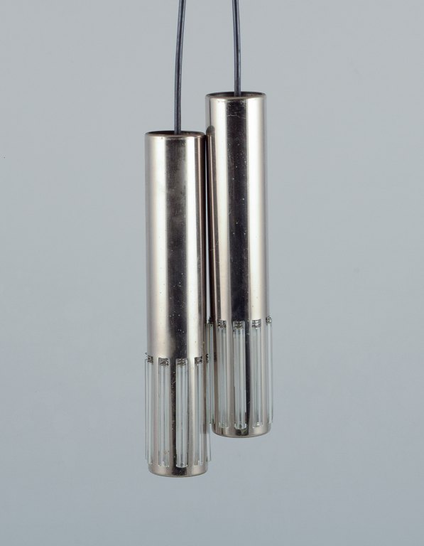 Schmahl & Schulz, Germany. A pair of ceiling pendants in stainless steel and 
acrylic glass.