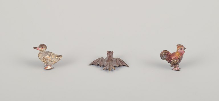 Vienna bronze, three high-quality bronze figurines.
Duck, chicken, and bat.