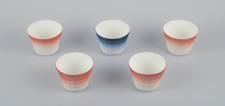 Wilhelm Kåge for Gustavsberg. Five porcelain plant pots.