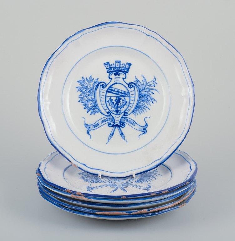 Emile Gallé for St. Clement, Nancy. A set of six dinner plates in hand-painted 
faience.