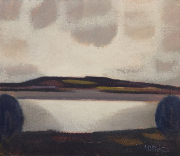 Knud Horup (1926-1973), Danish artist, oil on canvas. Landscape.