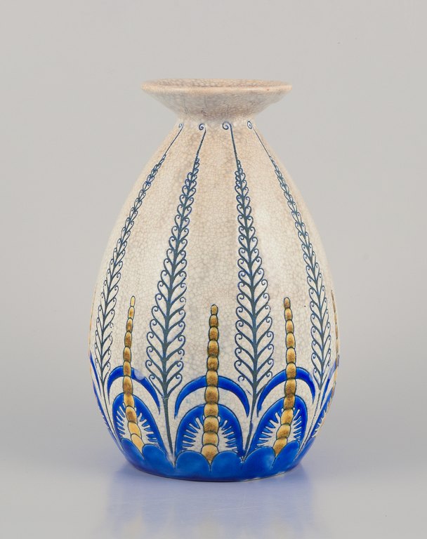 Charles Catteau for Boch Freres Keramis, Belgium. Large Art Deco ceramic vase.