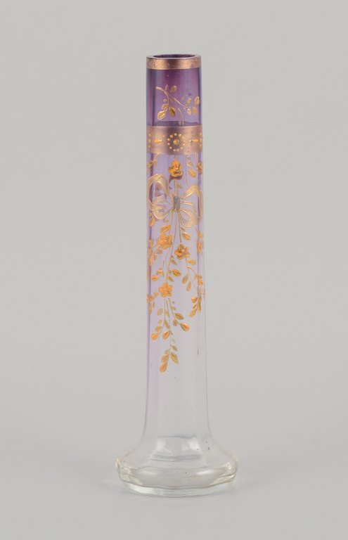 Moser Karlsbad, Bohemia. Art glass vase, tall and narrow-necked.