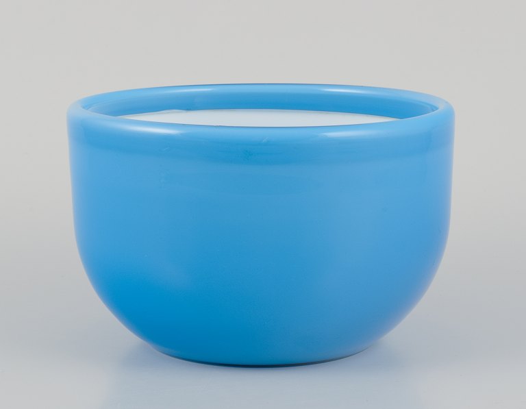 Holmegaard, "Palet" bowl made of turquoise and white opal glass.