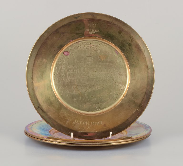 Skultuna, Sweden. Three Christmas cover plates in brass.