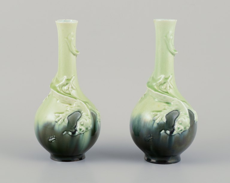 A pair of Rörstrand Art Nouveau faience vases.