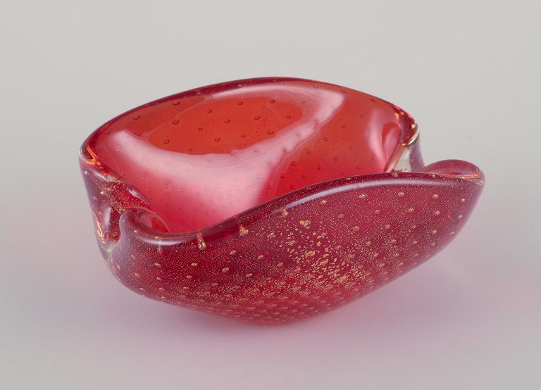 Murano, Italy. Bowl in red art glass with gold dust.